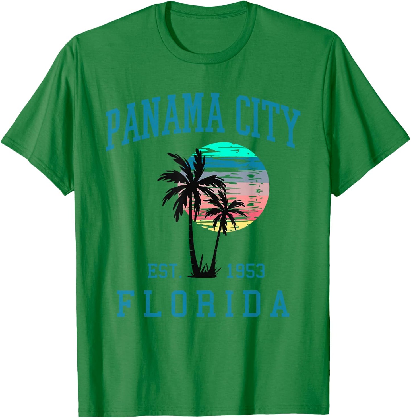 Panama City Florida Spring Vacations Beach Palm Trees Summer T-Shirt - T-Shirt | Irish Green