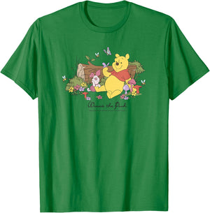 Disney Winnie The Pooh Piglet and Pooh Floral Butterfly Small T-Shirt - T-Shirt | Irish Green