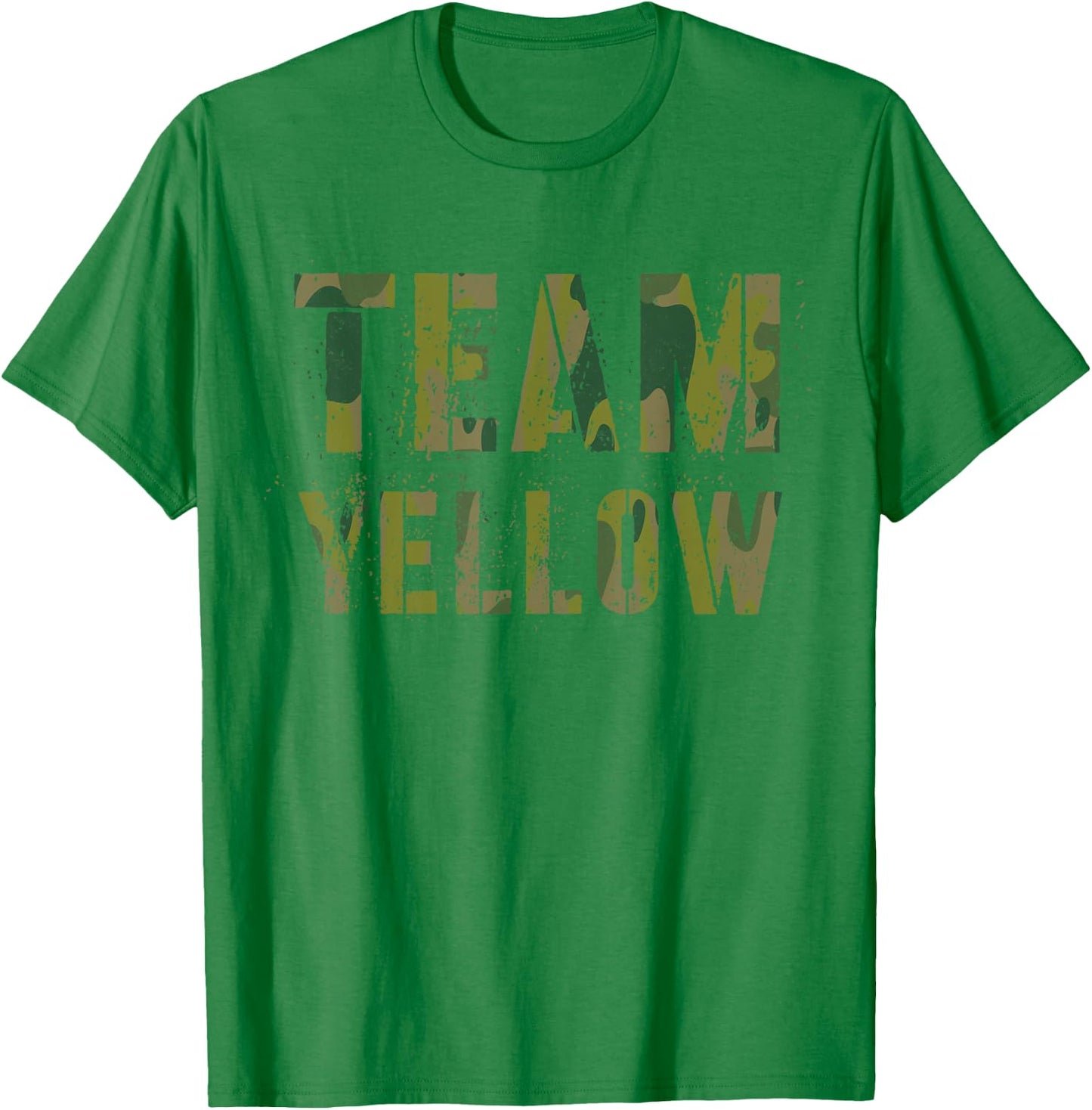 Vintage TEAM YELLOW Camo Crew Summer Camp War Game Squad T-Shirt - T-Shirt | Irish Green