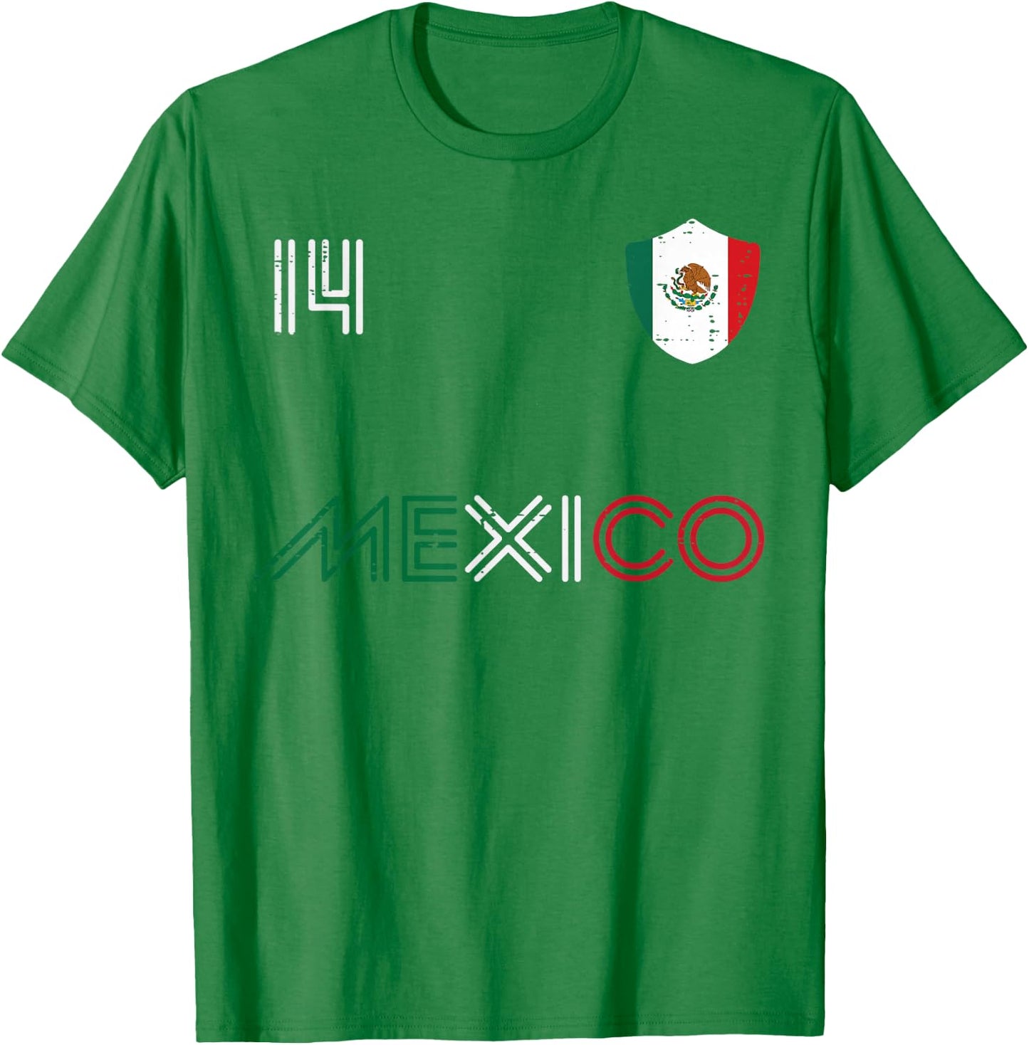Mexico Flag 14 Mexican Soccer Fan Men Women Boys Girls Kids T-Shirt - T-Shirt | Irish Green
