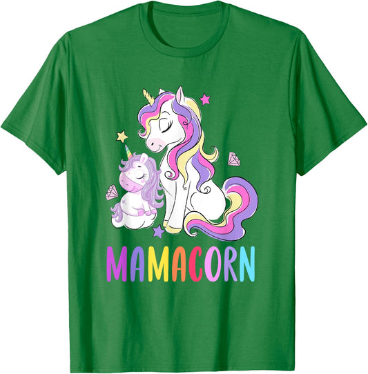 Cute Mamacorn Unicorn Mom Birthday Outfit Rainbow Colors T-Shirt - T-Shirt | Irish Green