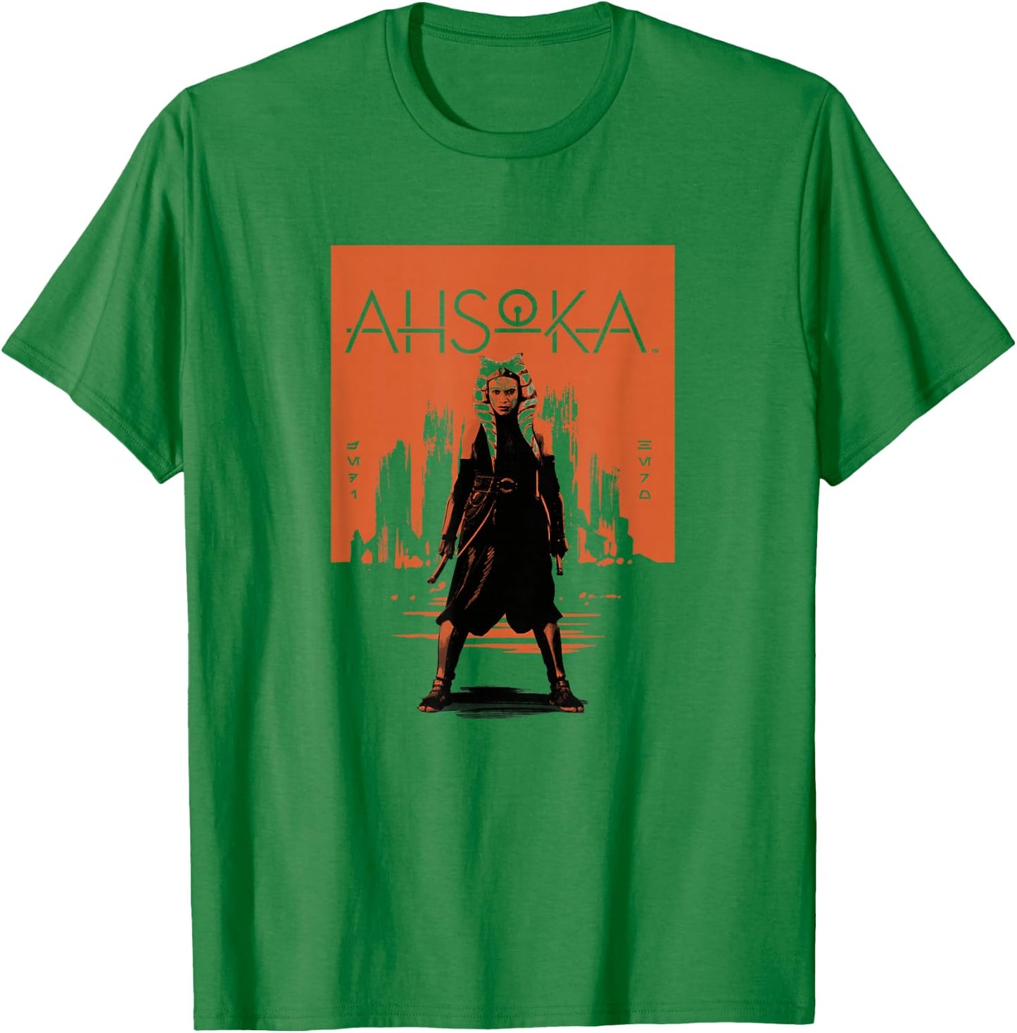 Star Wars: Ahsoka Full Body City Stencil Portrait T-Shirt - T-Shirt | Irish Green