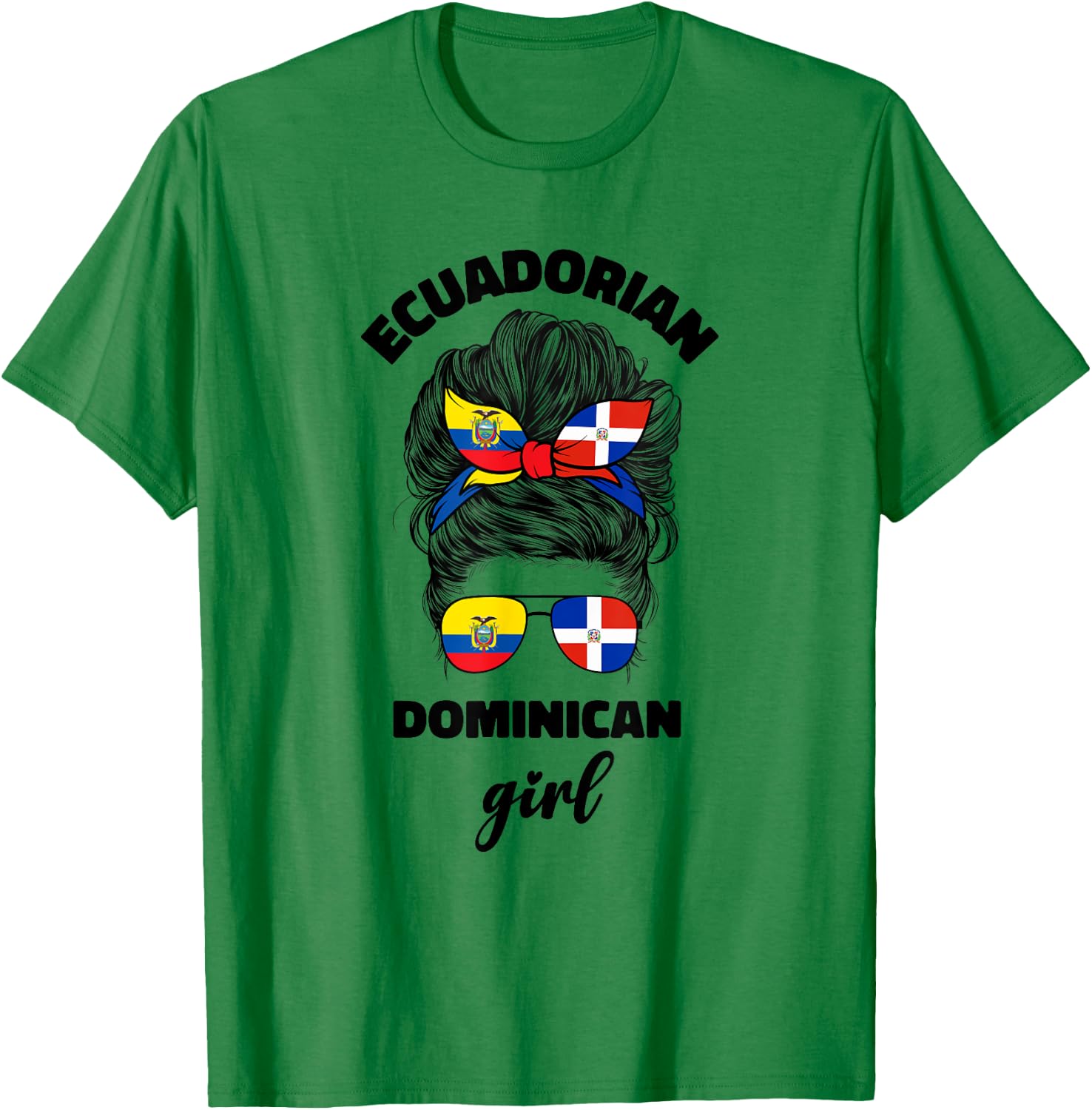 Half Dominican And Ecuadorian Ecuador Flag Girl Women Mix T-Shirt - T-Shirt | Irish Green