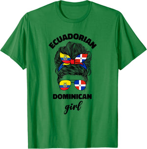 Half Dominican And Ecuadorian Ecuador Flag Girl Women Mix T-Shirt - T-Shirt | Irish Green