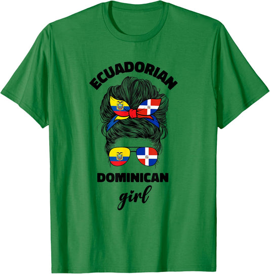 Half Dominican And Ecuadorian Ecuador Flag Girl Women Mix T-Shirt - T-Shirt | Irish Green