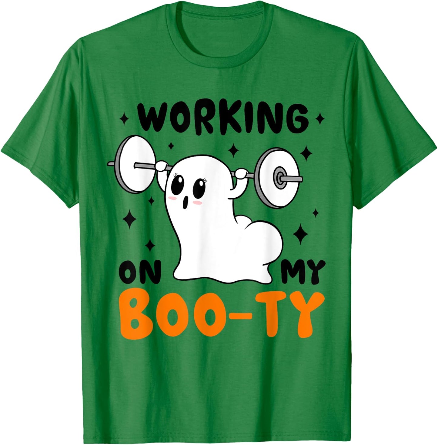 Working On My Booty funny Halloween Gym Ghost Boo-ty T-Shirt - T-Shirt | Irish Green
