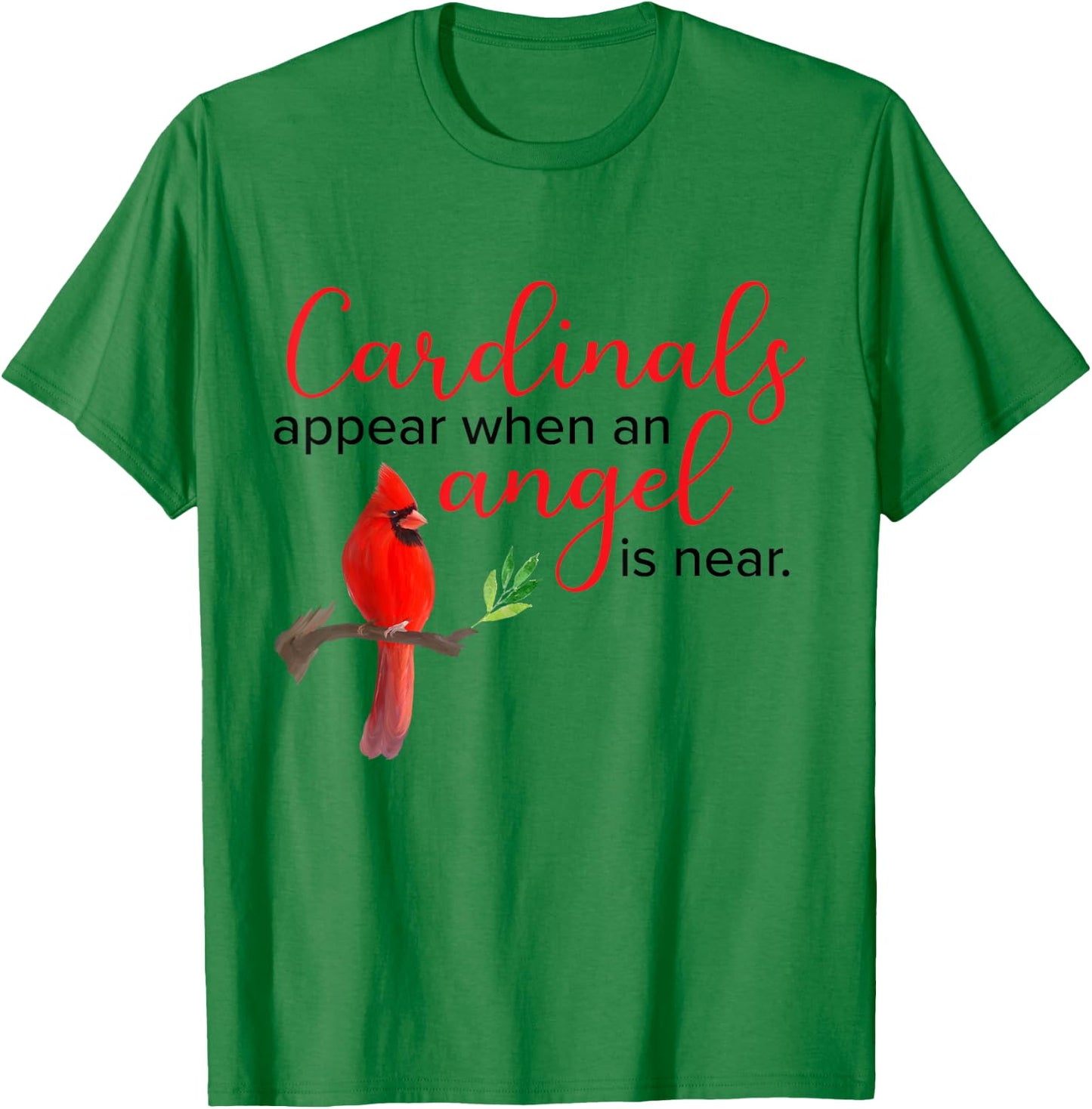 Red Cardinal Bird Angel Memorial Love Design T-Shirt - T-Shirt | Irish Green