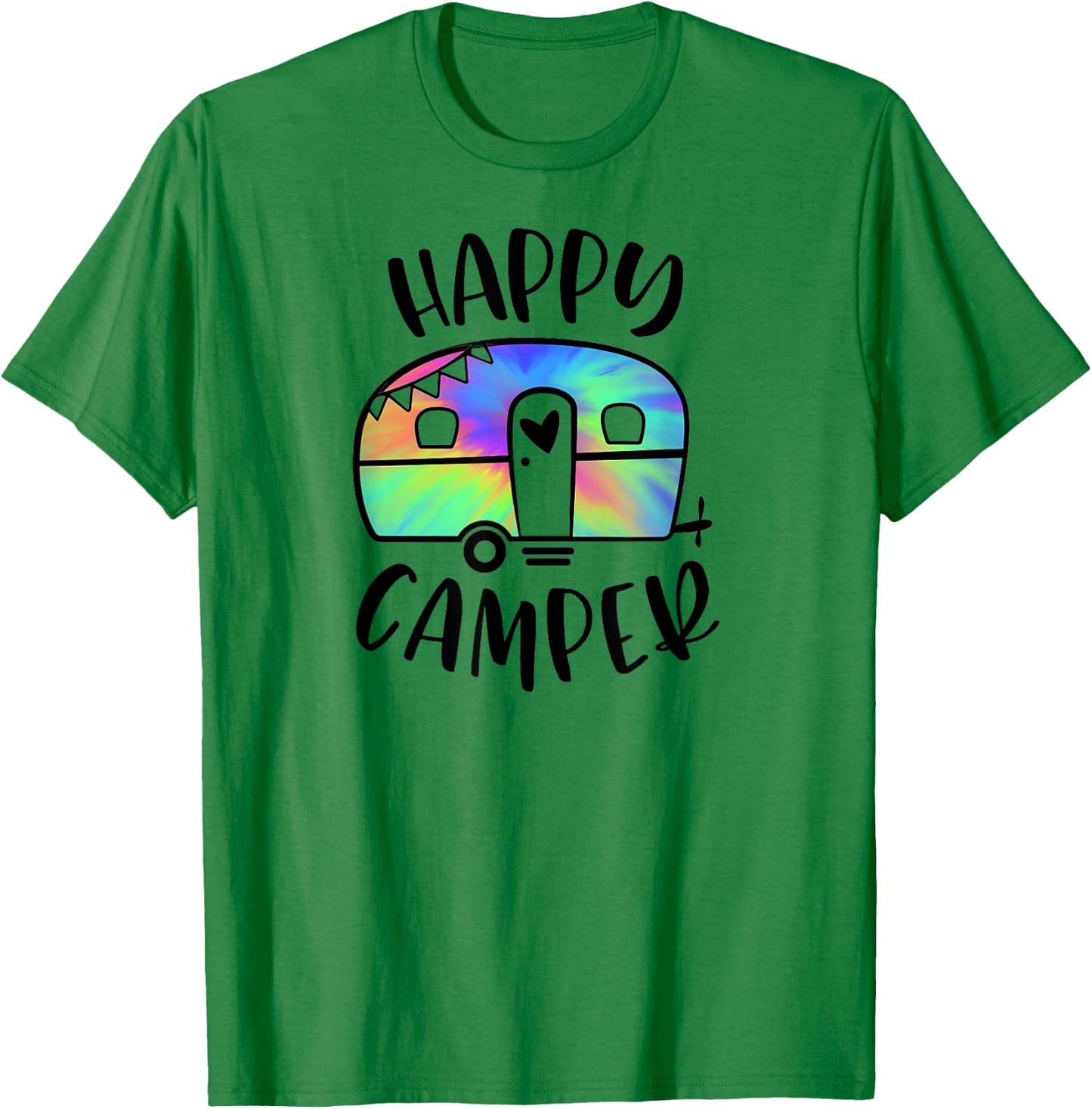Happy Camper Trendy Tie-Dye Camping Adventure T-Shirt - T-Shirt | Irish Green