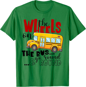 Back To School Funny The WHEELS On The BUS Toddler Kids Boys T-Shirt - T-Shirt | Irish Green