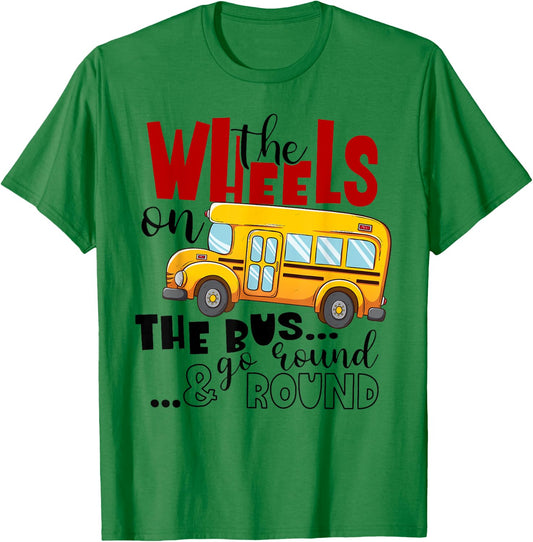 Back To School Funny The WHEELS On The BUS Toddler Kids Boys T-Shirt - T-Shirt | Irish Green