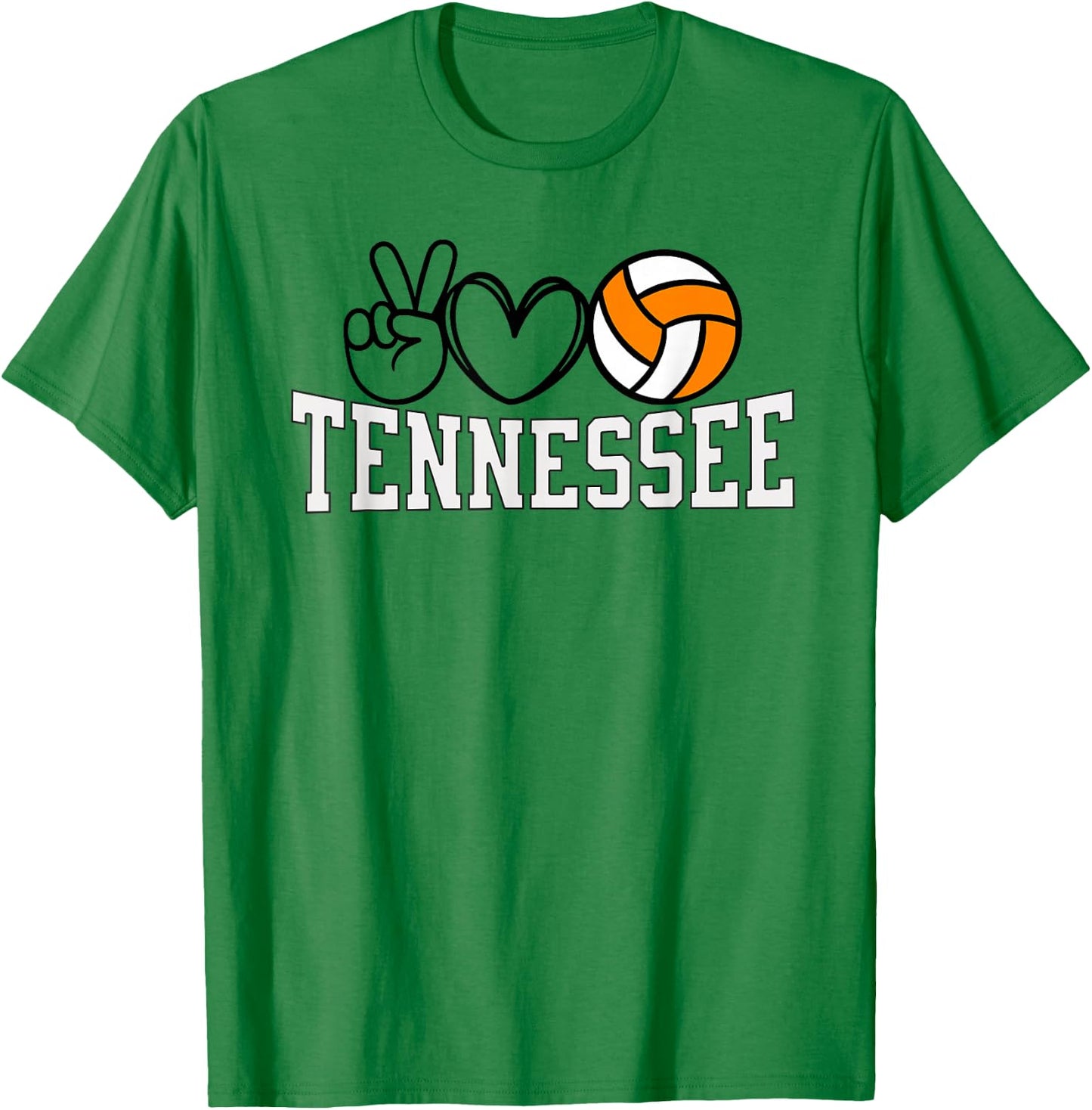Tennessee Volunteer State Volleyball | Peace Love Volleyball T-Shirt - T-Shirt | Irish Green