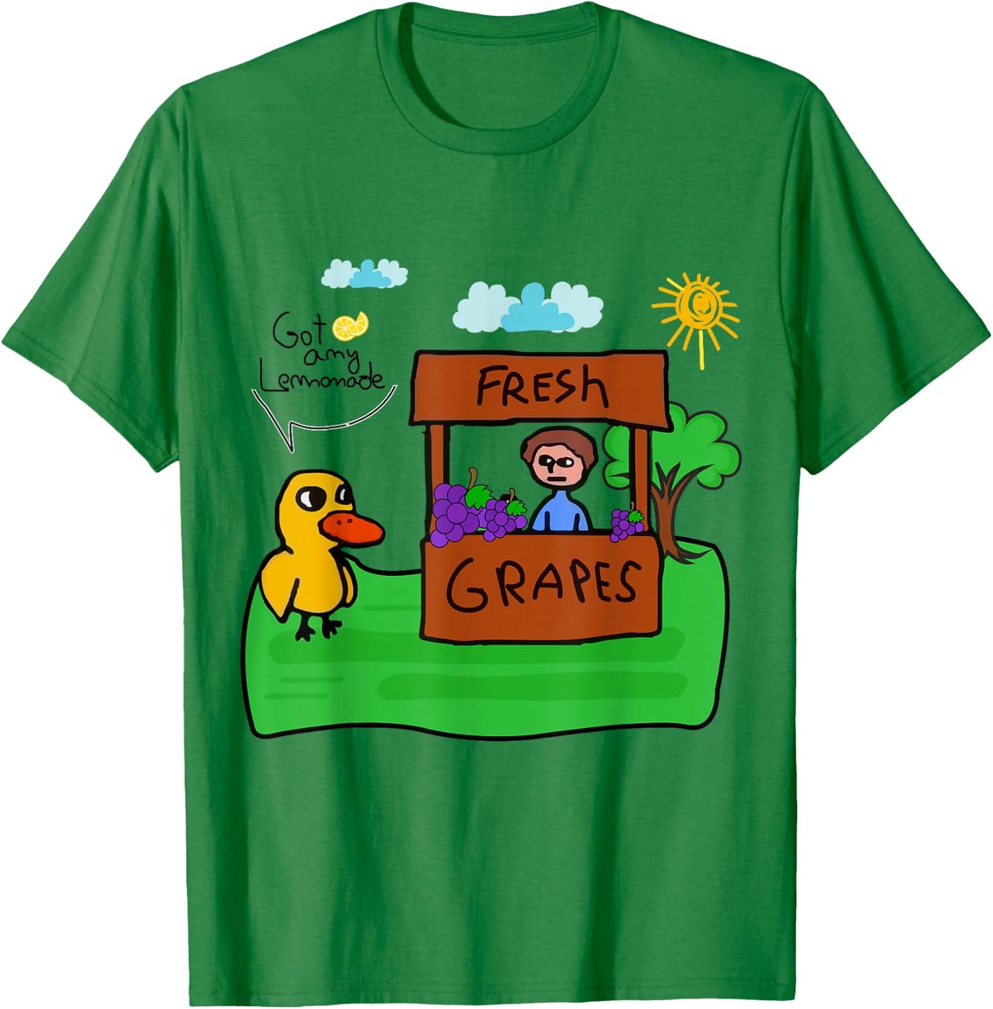 Fresh Grapes Got Any Ice Lemonade Stand, Funny Cute Duck T-Shirt - T-Shirt | Irish Green