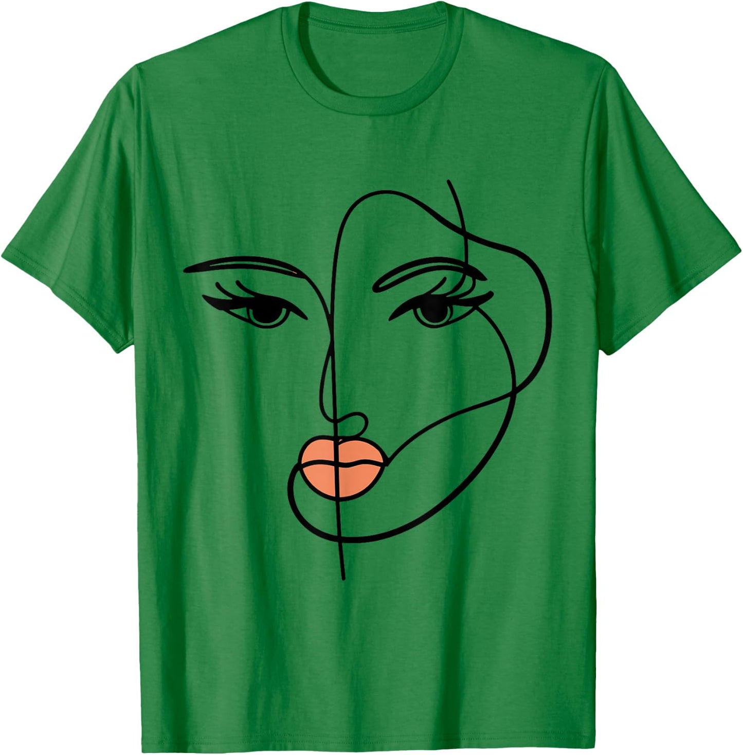 Line Art Girl Face Abstract Art Minimalist One Line Minimal T-Shirt - T-Shirt | Irish Green