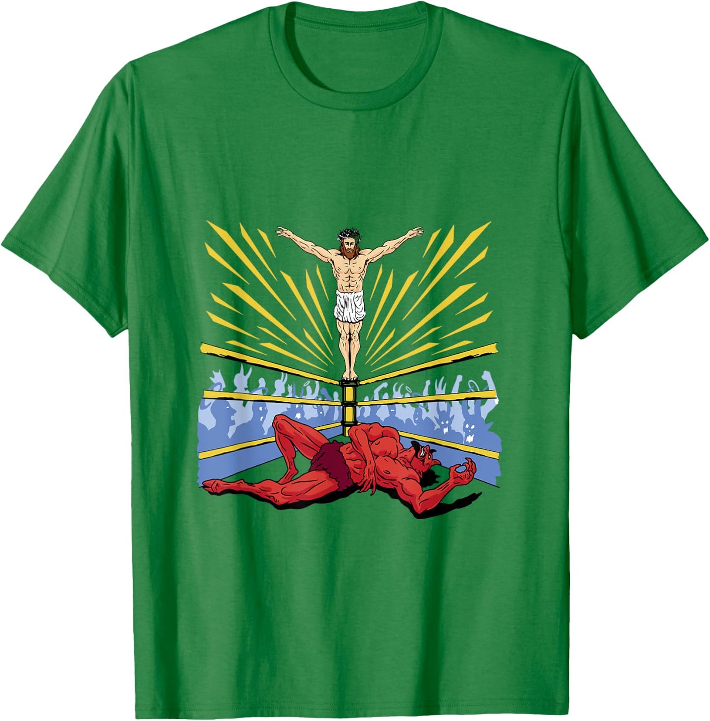 Jesus Wrestling Satan T-Shirt - T-Shirt | Irish Green