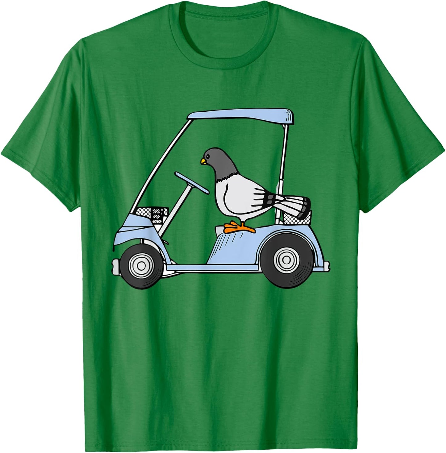 Golf Cart Shirt Cute Golf Cart with Bird for Kids T-Shirt - T-Shirt | Irish Green