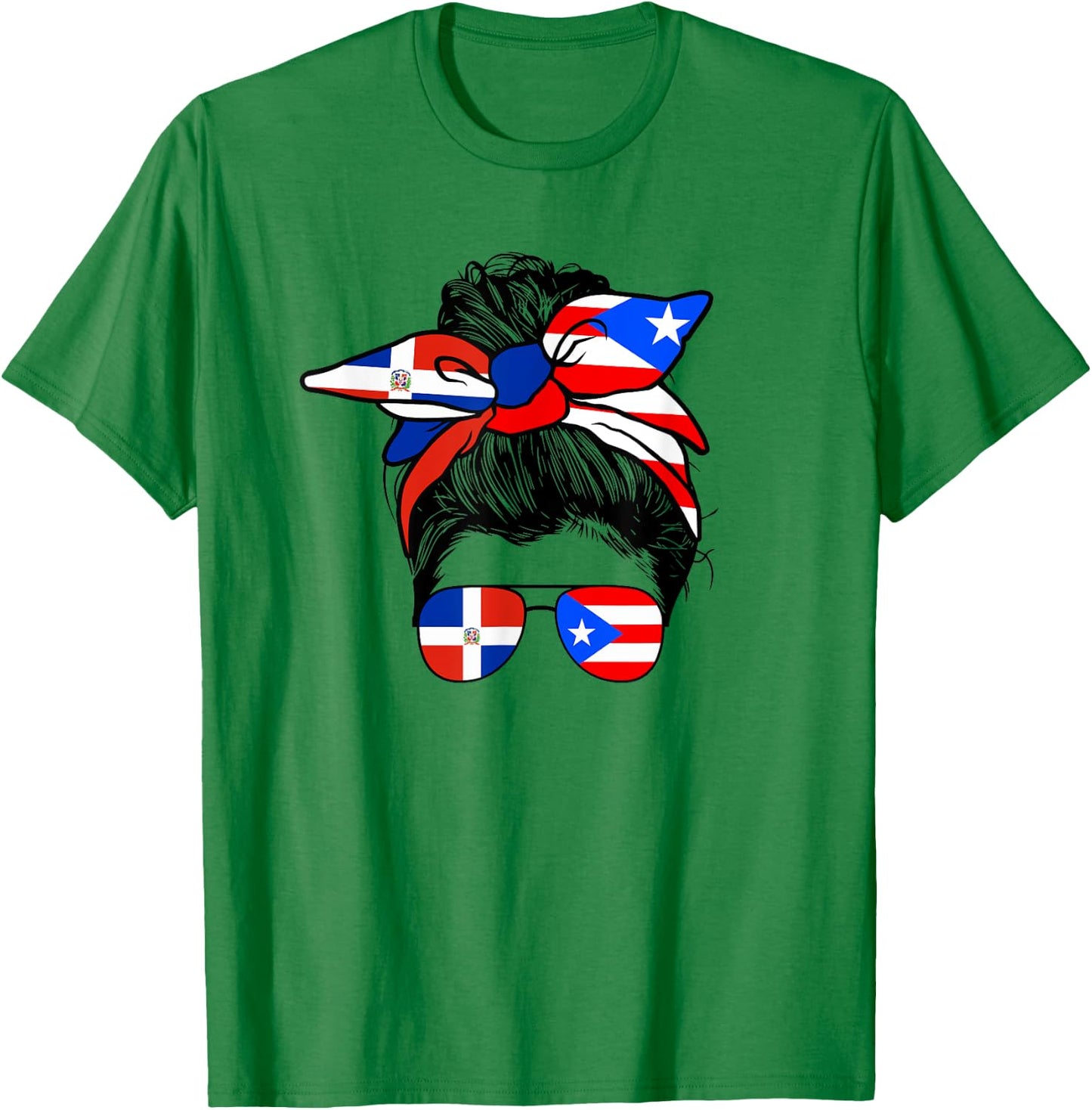 Half Dominican And Puerto Rican Rico Flag DominiRican Girl T-Shirt - T-Shirt | Irish Green