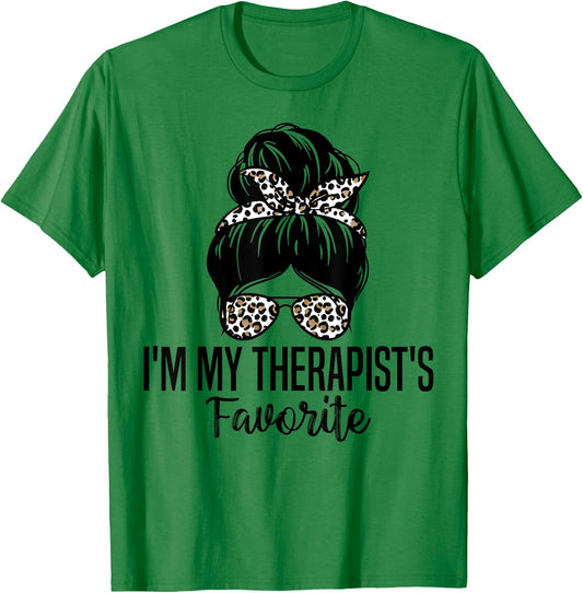 I'm My Therapist's Favorite Funny Psychologist Therapy T-Shirt - T-Shirt | Irish Green