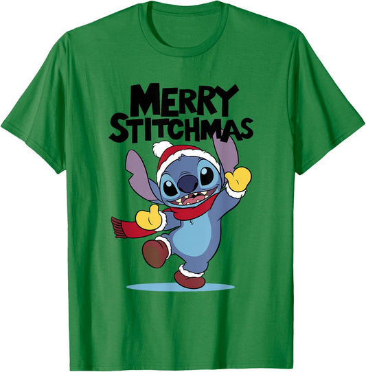 Disney Lilo & Stitch Christmas Merry Stitchmas Playful Shot T-Shirt - T-Shirt | Irish Green
