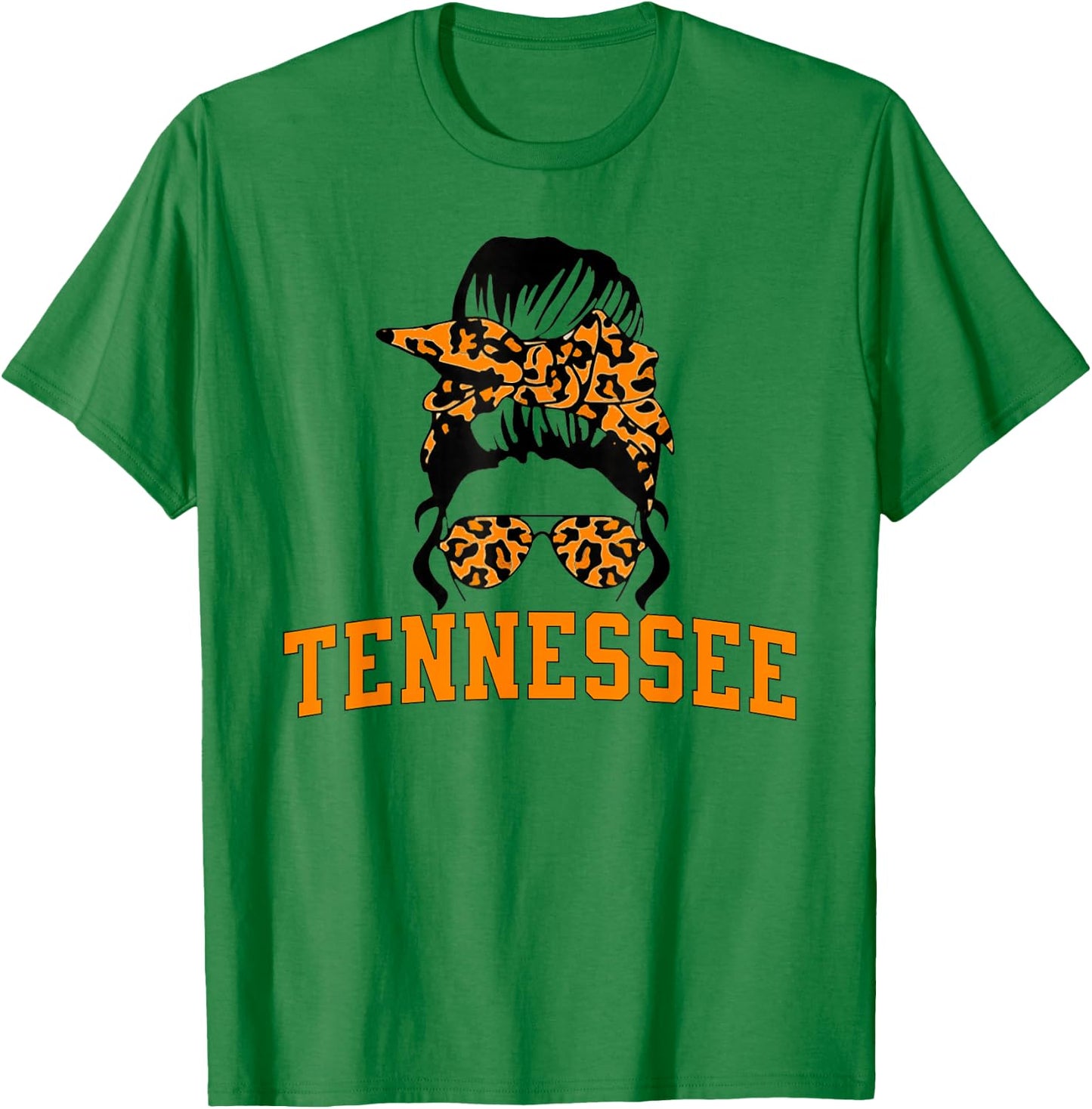 Tennessee State Women's Kids TN Orange Fan Messy Bun Hair T-Shirt - T-Shirt | Irish Green