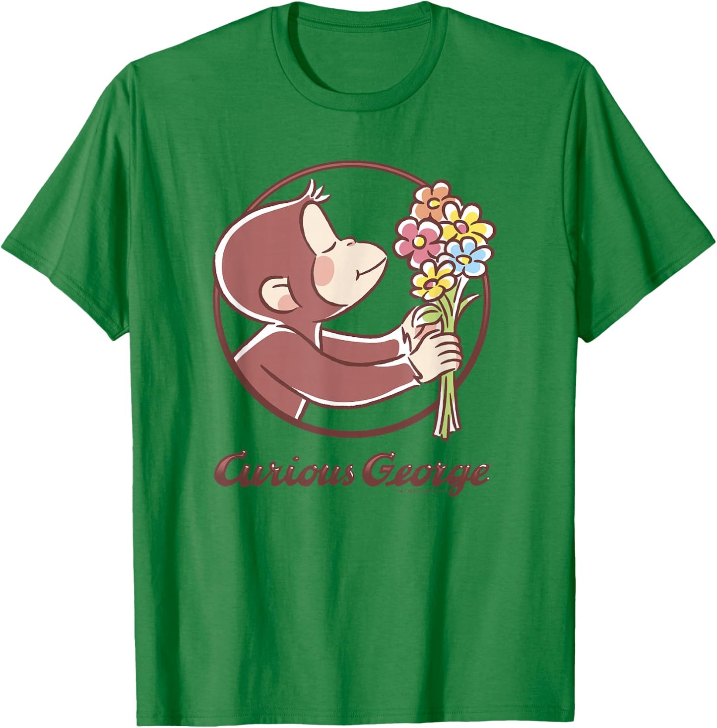 Curious George Flower Bouquet Poster T-Shirt - T-Shirt | Irish Green