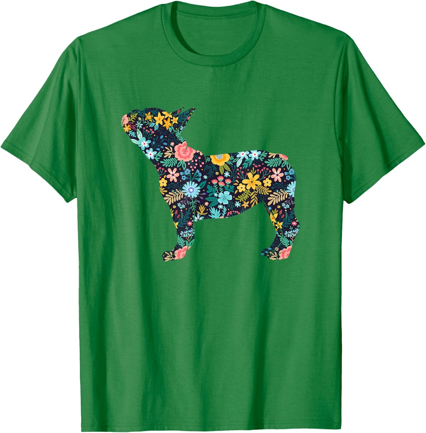 French Bulldog Floral Dog Silhouette Graphic T-Shirt - T-Shirt | Irish Green