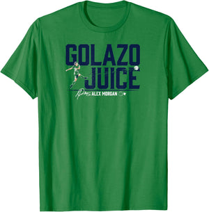 Alex Morgan: Golazo Juice USWNTPA - USA Soccer T-Shirt - T-Shirt | Irish Green