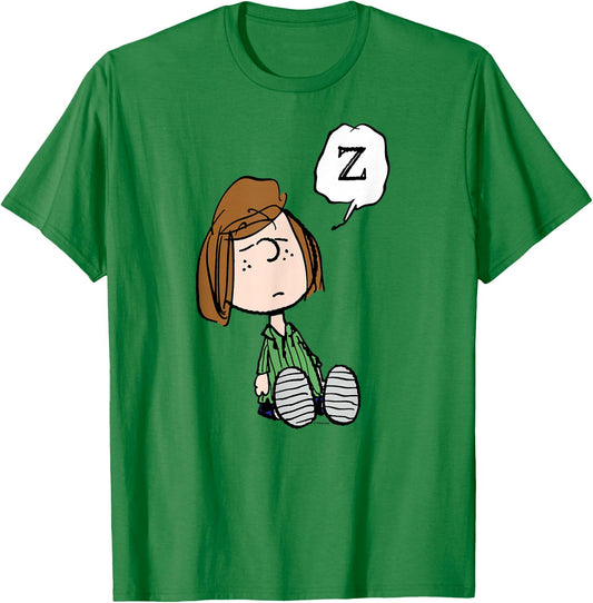Peanuts Peppermint Patty Doze Blue Cartoon - -Adults, Boys - Short Sleeve, Classic Fit, Small T-Shirt - T-Shirt | Irish Green