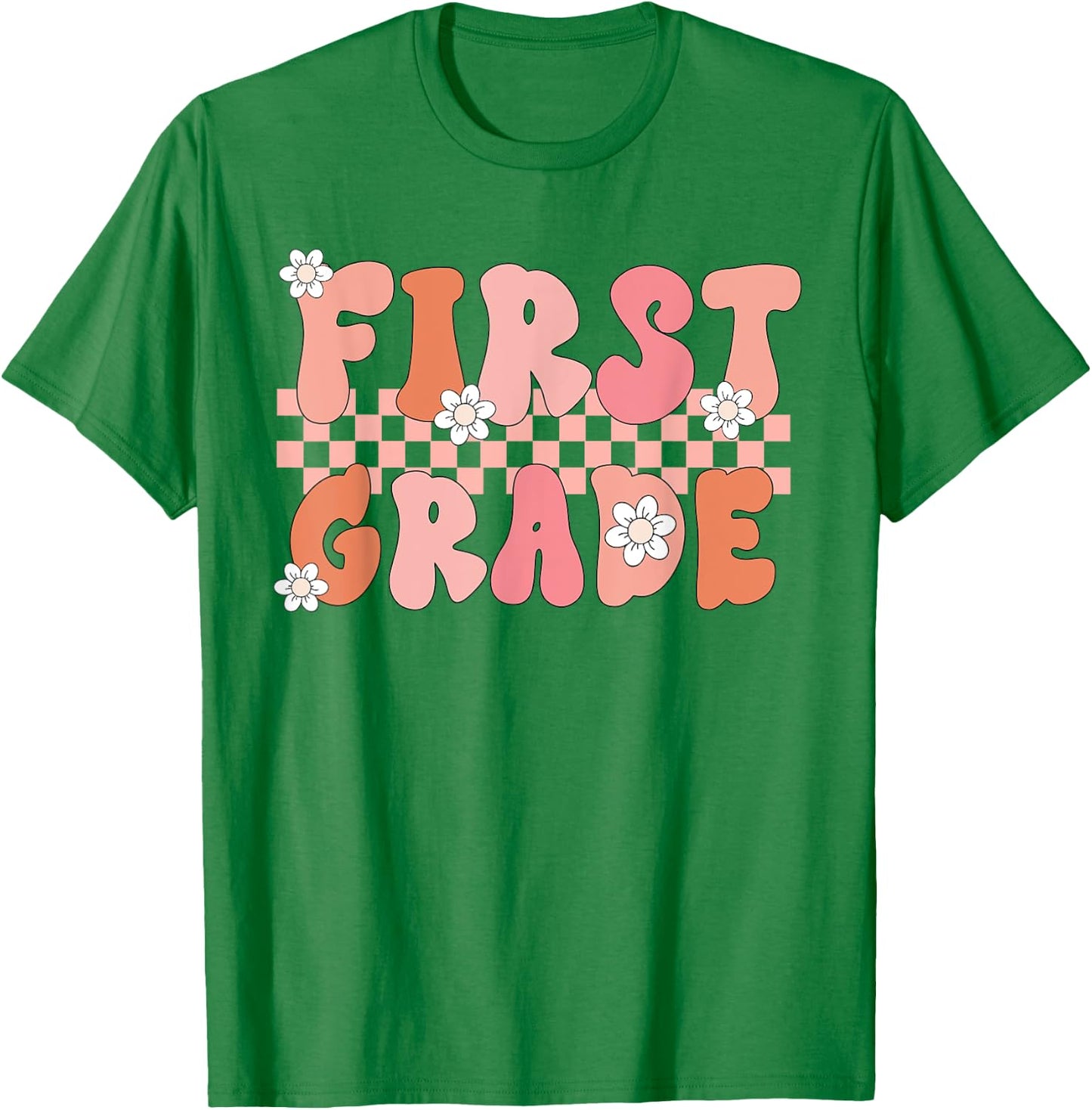 First Grade Teacher Retro Vintage 1st Grade Teacher Team Women Girls Kids T-Shirt - T-Shirt | Irish Green