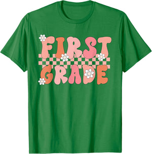 First Grade Teacher Retro Vintage 1st Grade Teacher Team Women Girls Kids T-Shirt - T-Shirt | Irish Green