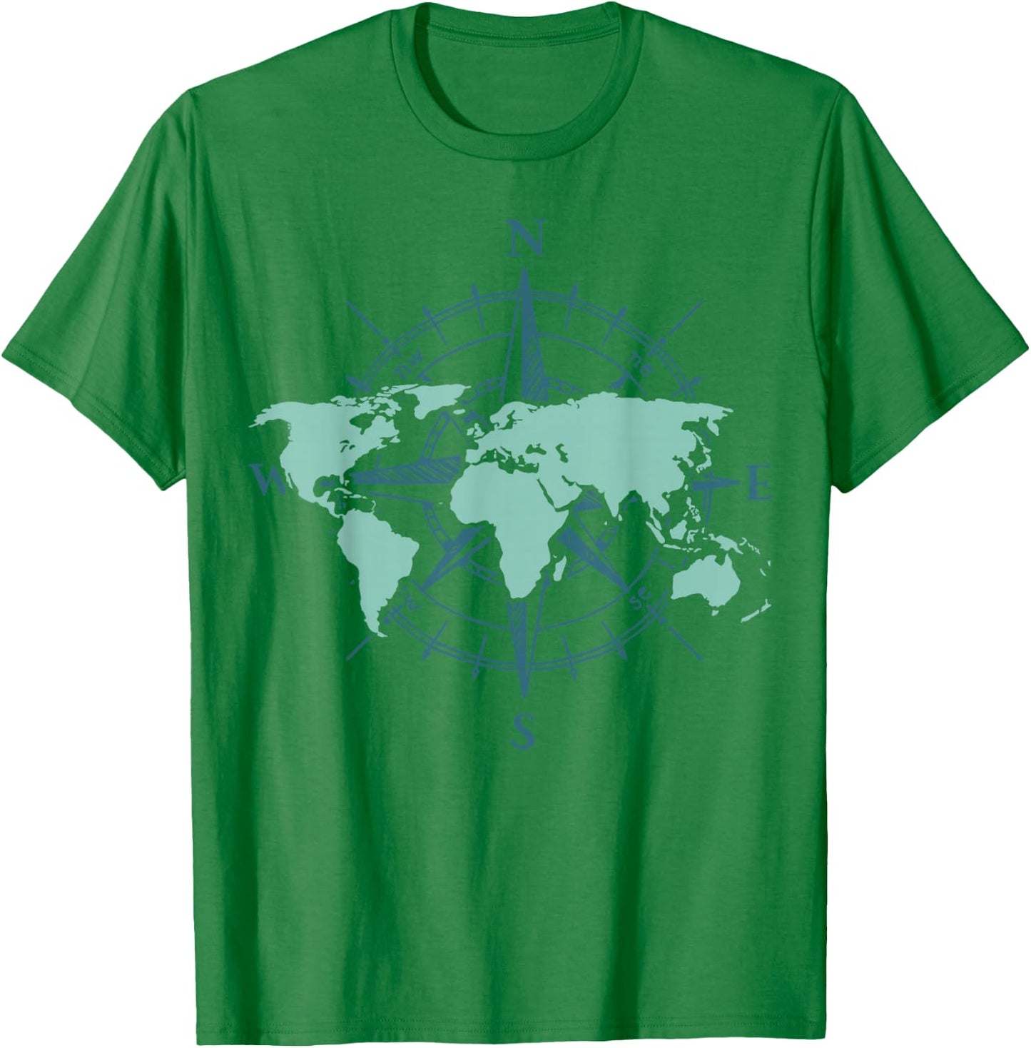 Travel Compass World Travel Map Globe World Map T-Shirt - T-Shirt | Irish Green