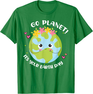 Go Planet Its Earth-Day Shirt Cute Teacher Kids Girl Toddler T-Shirt - T-Shirt | Irish Green