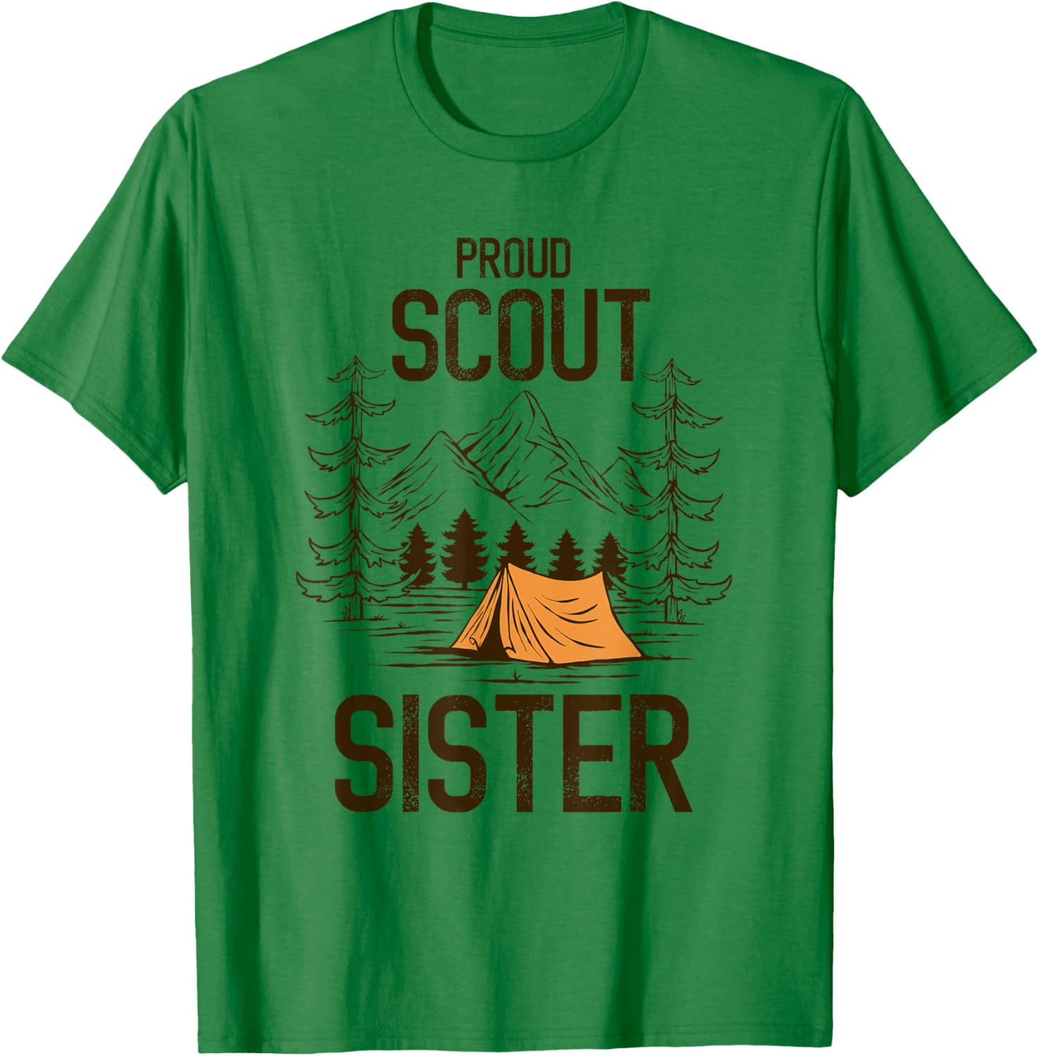 Proud Scout Sister Camping Scout Leader Adventure Travel T-Shirt - T-Shirt | Irish Green