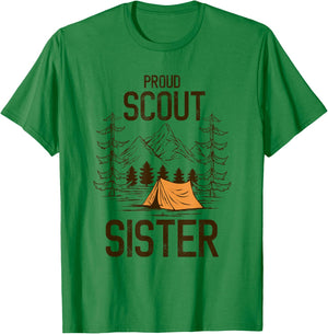 Proud Scout Sister Camping Scout Leader Adventure Travel T-Shirt - T-Shirt | Irish Green