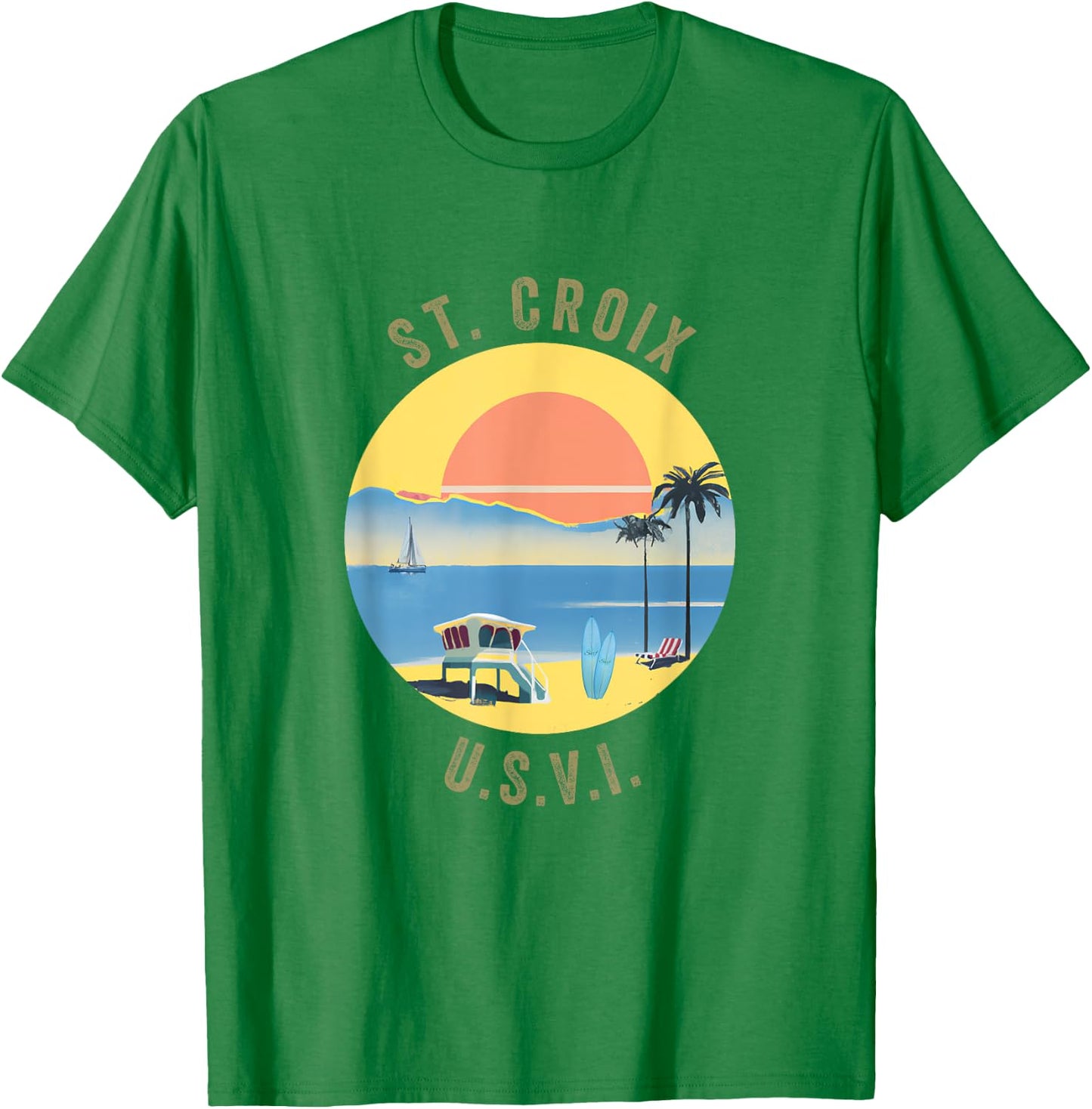 St. Croix Souvenir Apparel - Retro Vintage St. Croix T-Shirt - T-Shirt | Irish Green