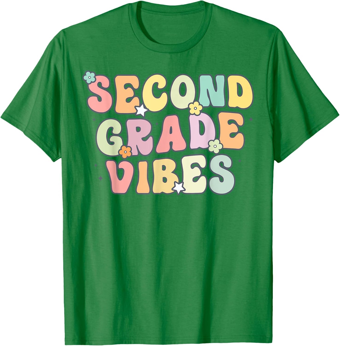 Second Grade Vibes Retro 2nd Grade Teacher 1st Day Of School T-Shirt - T-Shirt | Irish Green