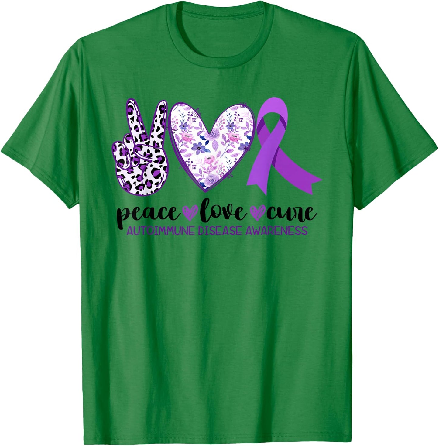 Peace Love Cure Autoimmune Disease Awareness Month T-Shirt - T-Shirt | Irish Green