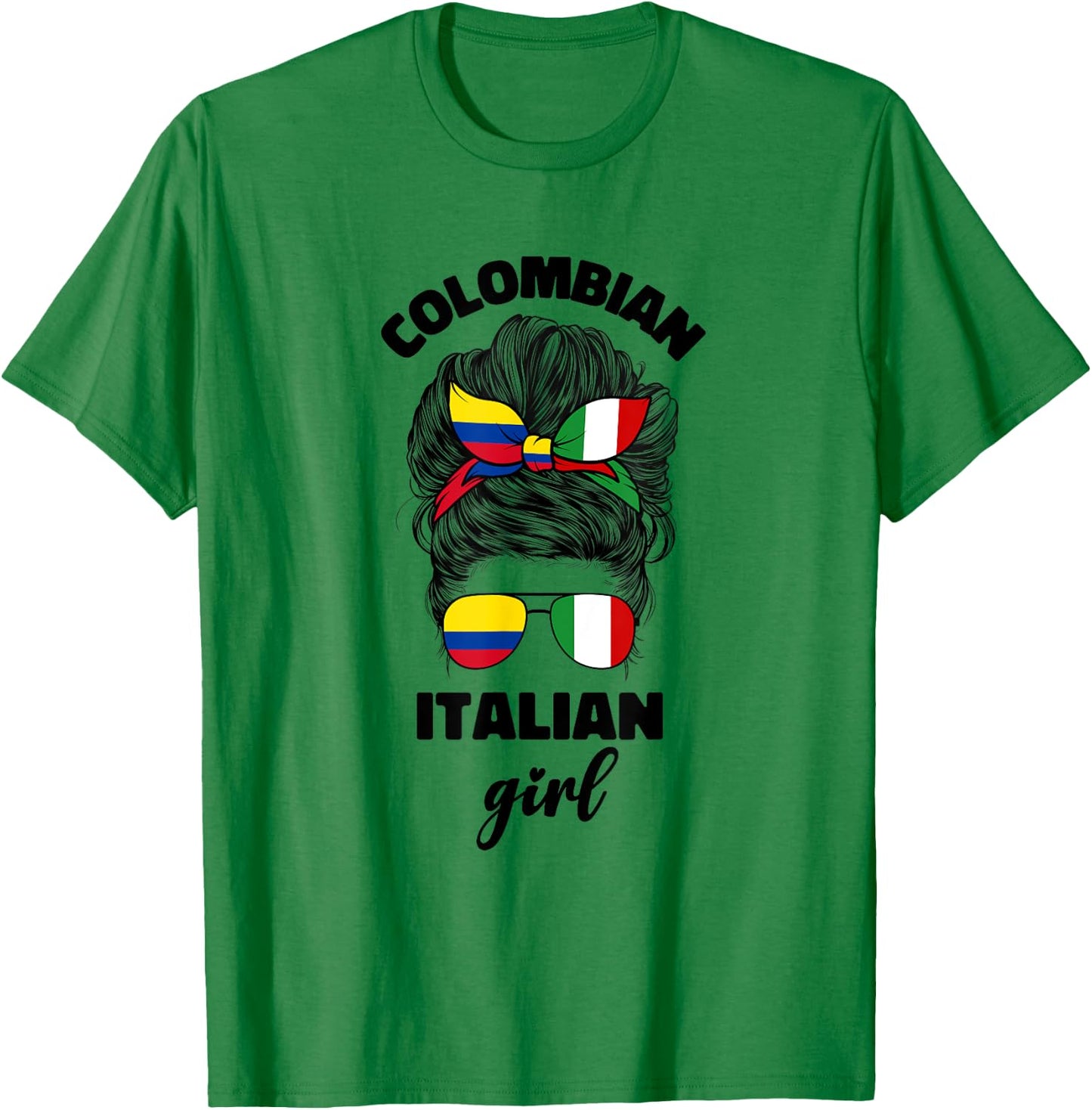 Half Italian And Colombian Colombia Italy Flag Girl Women T-Shirt - T-Shirt | Irish Green