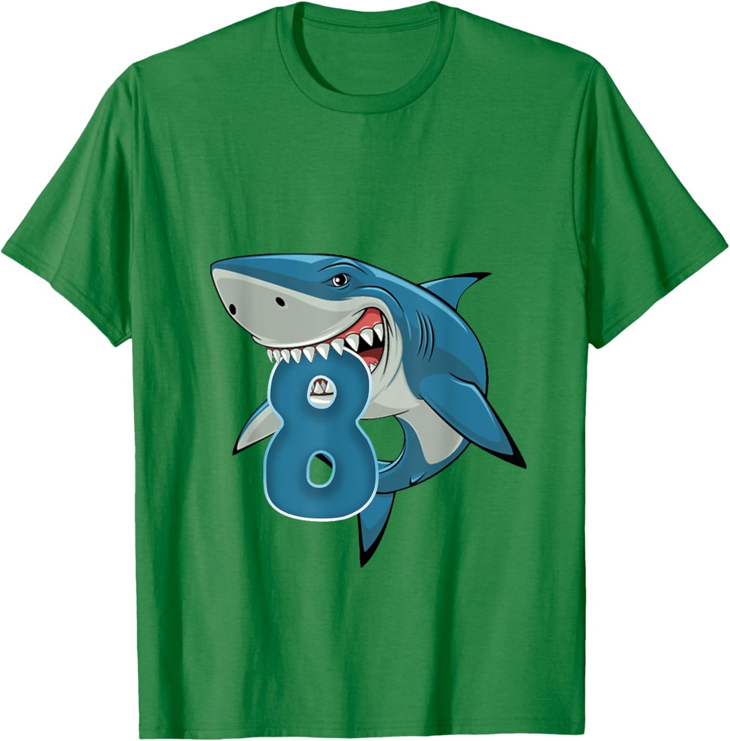 Boy 8th Birthday Shark 8 Year Old Birthday Shark Theme Party T-Shirt - T-Shirt | Irish Green
