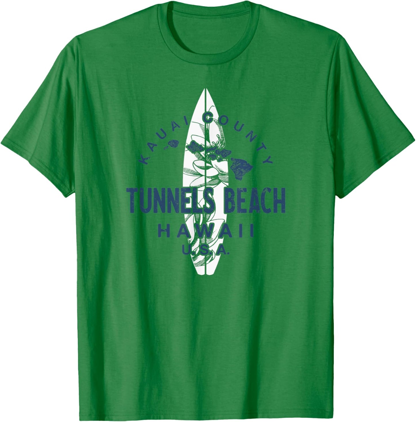 Tunnels Beach Kauai Hawaii Vintage Surfing Women Kids T-Shirt - T-Shirt | Irish Green