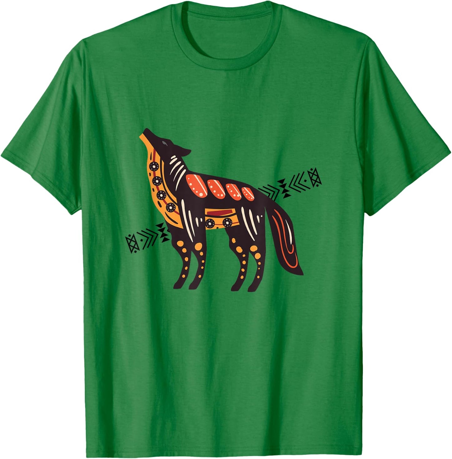 Native American Indian Coyote Wolf Tribal Style Southwest T-Shirt - T-Shirt | Irish Green
