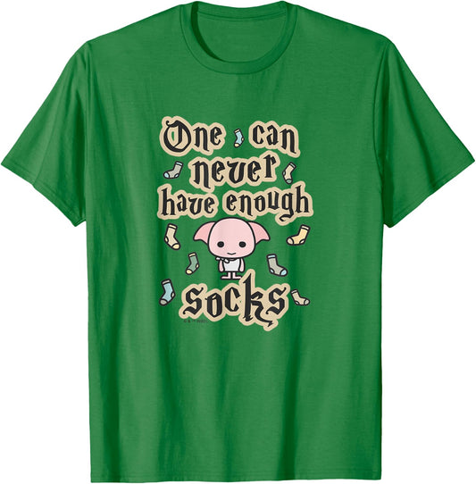 Harry Potter Cute Dobby One Can Never Have Enough Socks T-Shirt - T-Shirt | Irish Green
