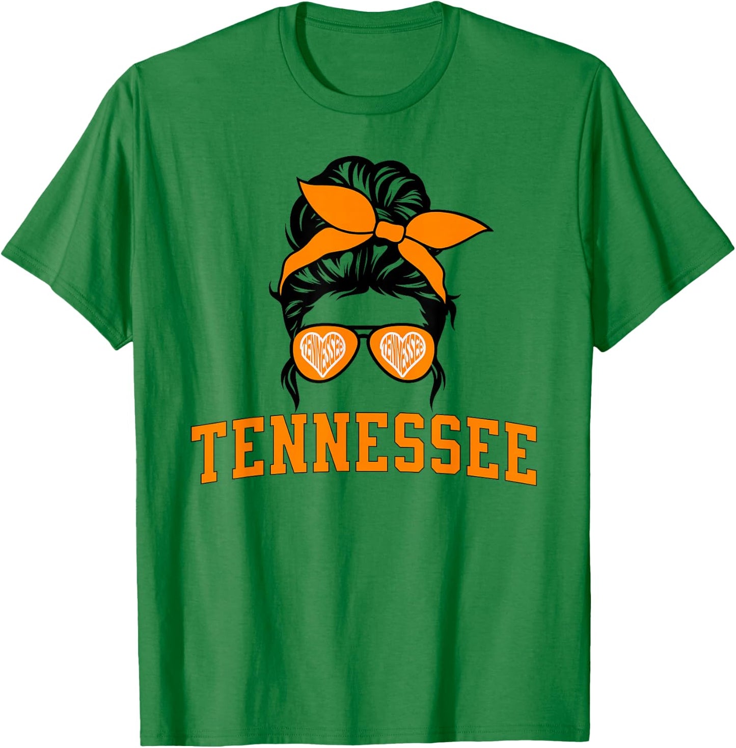 Tennessee State Women's Kids TN Orange Fan Messy Bun Hair T-Shirt - T-Shirt | Irish Green