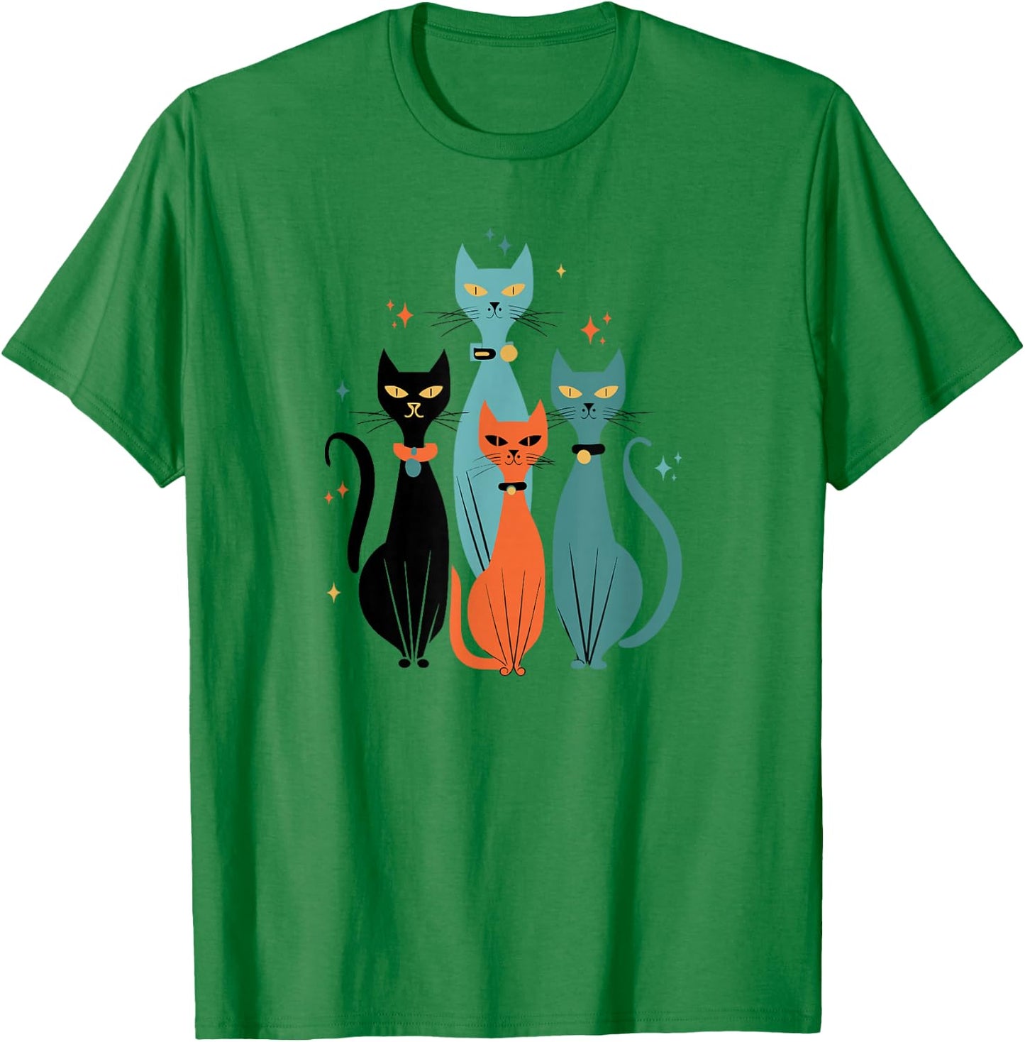 Retro Cats Midcentury Mid Century Age 50s 60s Space T-Shirt - T-Shirt | Irish Green