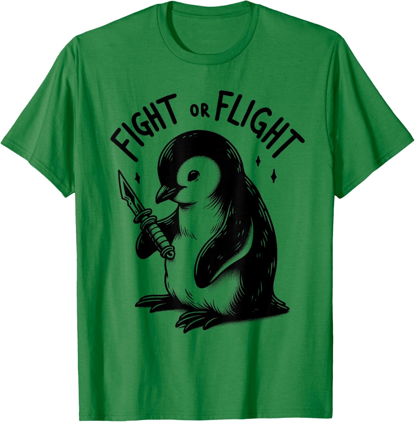 Fight or Flight Penguin Pun Funny Meme Penguin Lover T-Shirt - T-Shirt | Irish Green