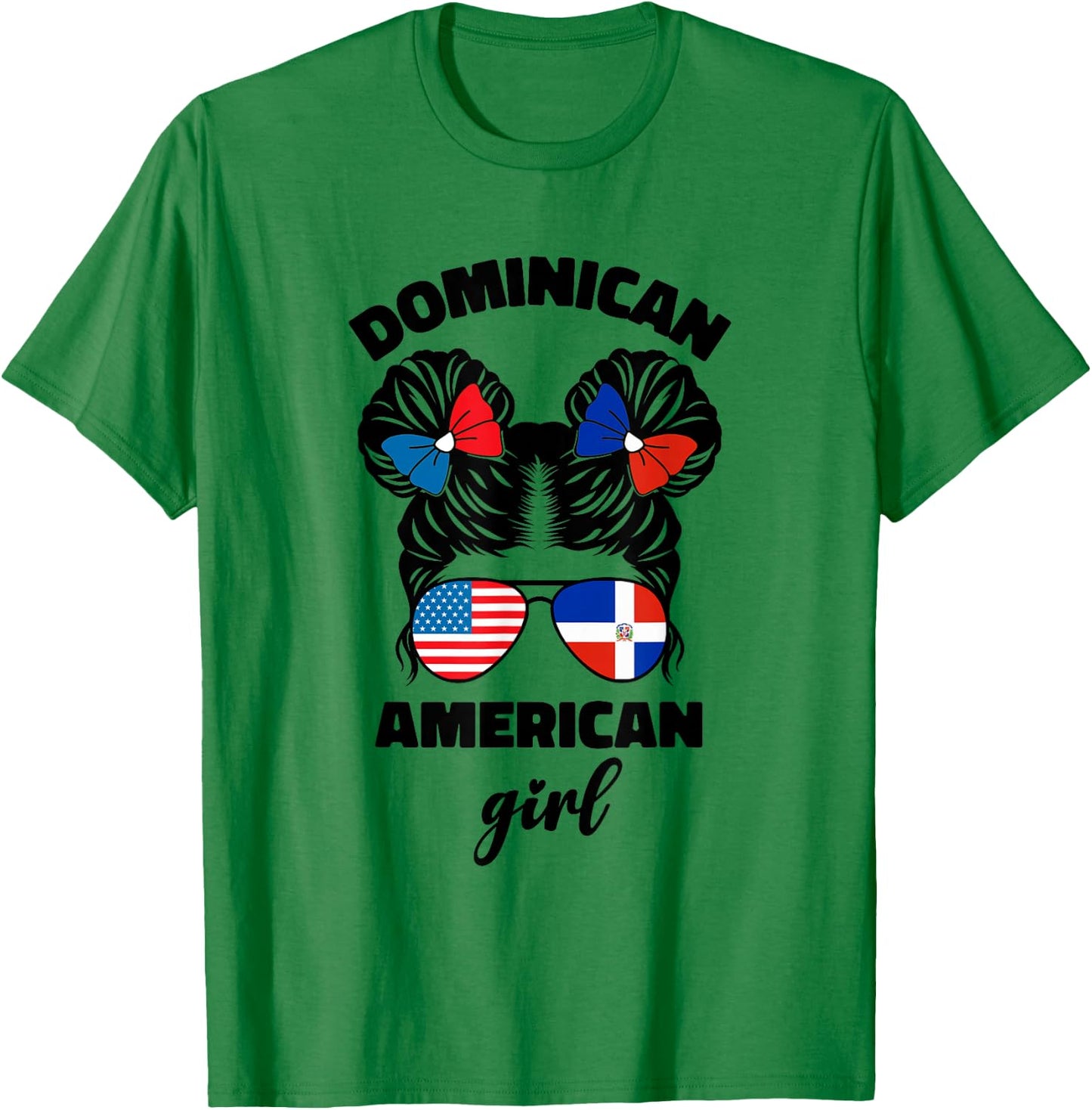 Half Dominican and American Dominicana USA Flag Kids Girl T-Shirt - T-Shirt | Irish Green