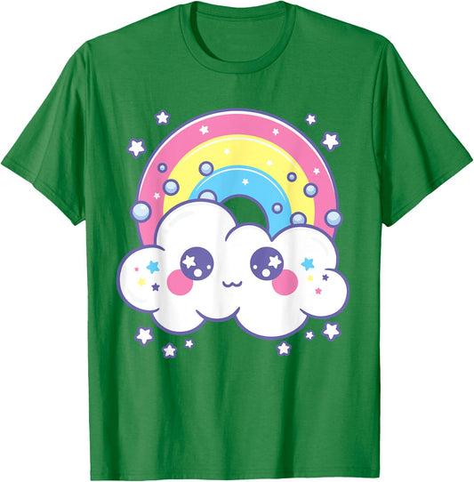 Kidcore Aesthetic Kawaii Pastel Rainbow Cloud Alt Clothing T-Shirt - T-Shirt | Irish Green