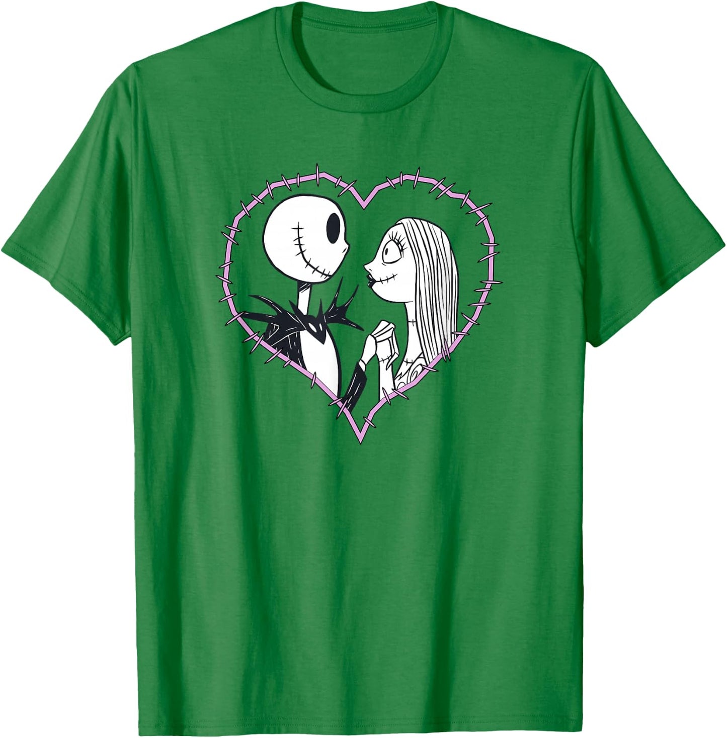 Disney The Nightmare Before Christmas Jack & Sally Heart T-Shirt - T-Shirt | Irish Green