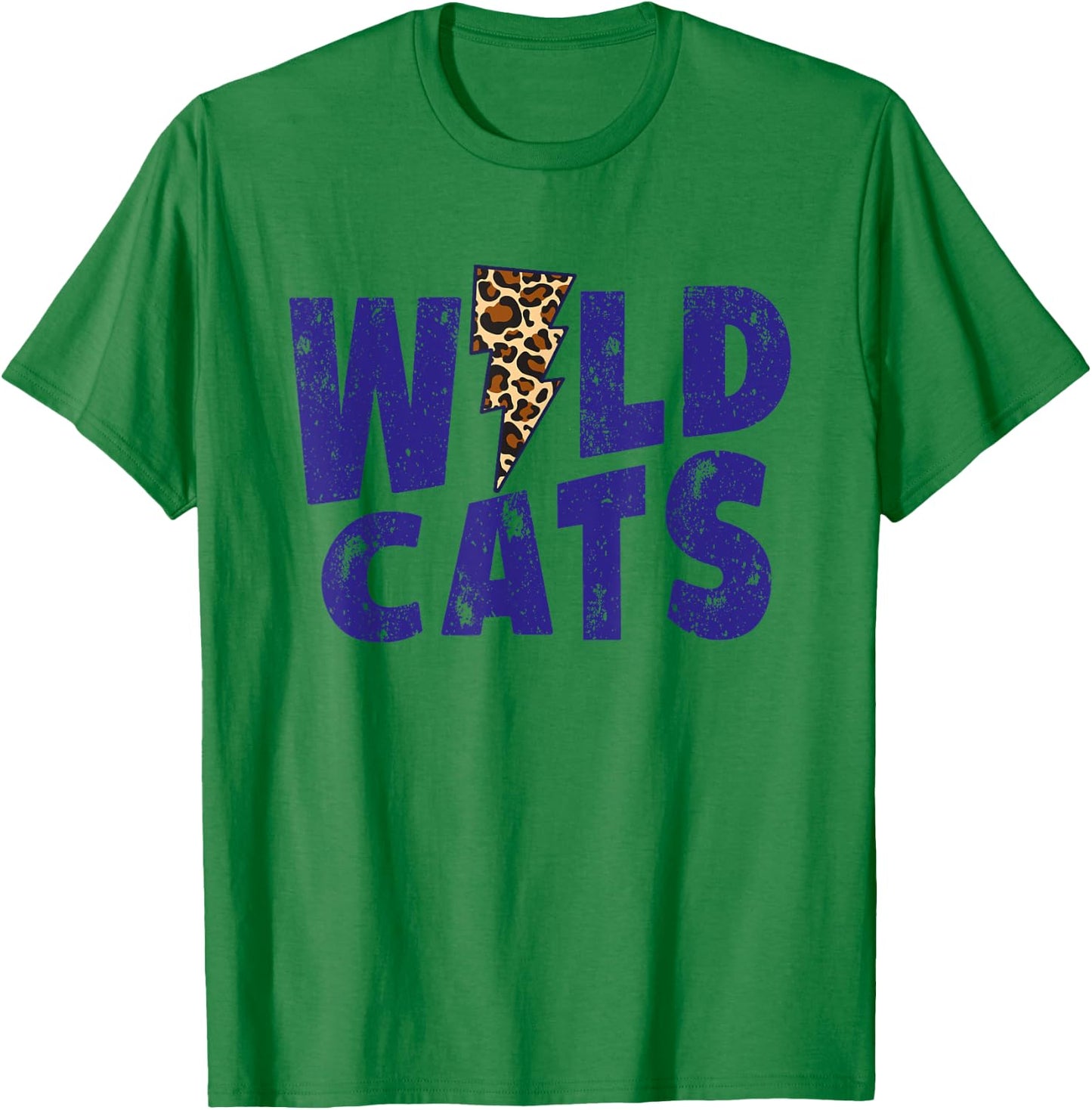 Wildcats Leopard Print Lightning Sign Cheetah Distressed T-Shirt - T-Shirt | Irish Green