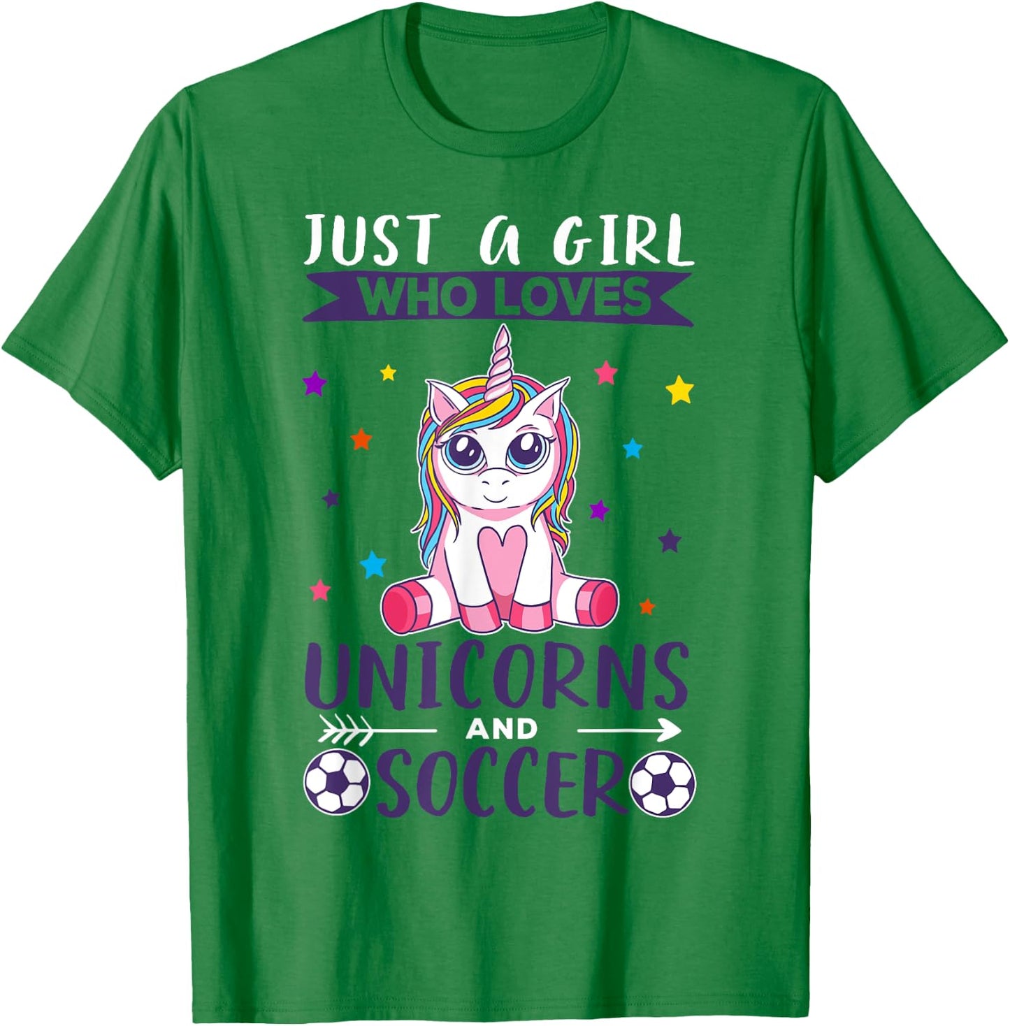 Just A Girl Who Loves Unicorns And Soccer T-Shirt - T-Shirt | Irish Green