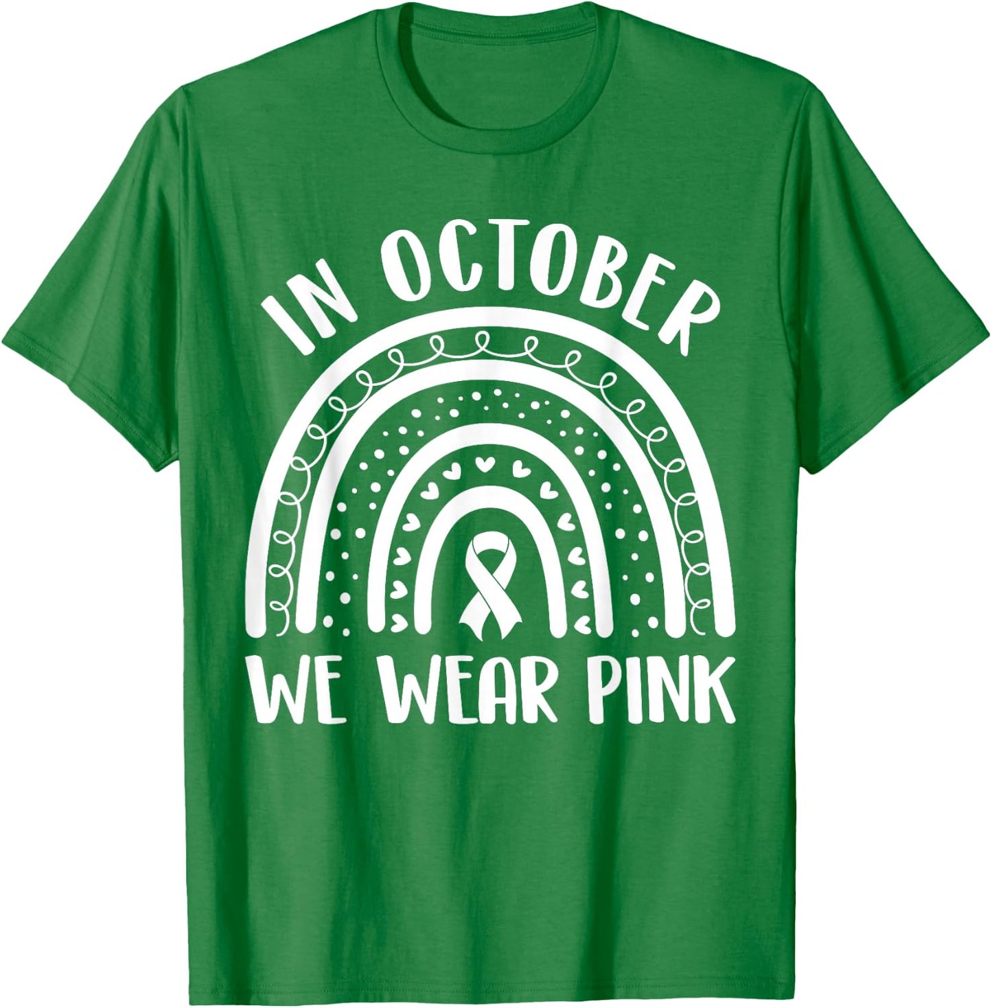 Breast Cancer Awareness Month Rainbow Kids Men & Pink T-Shirt - T-Shirt | Irish Green